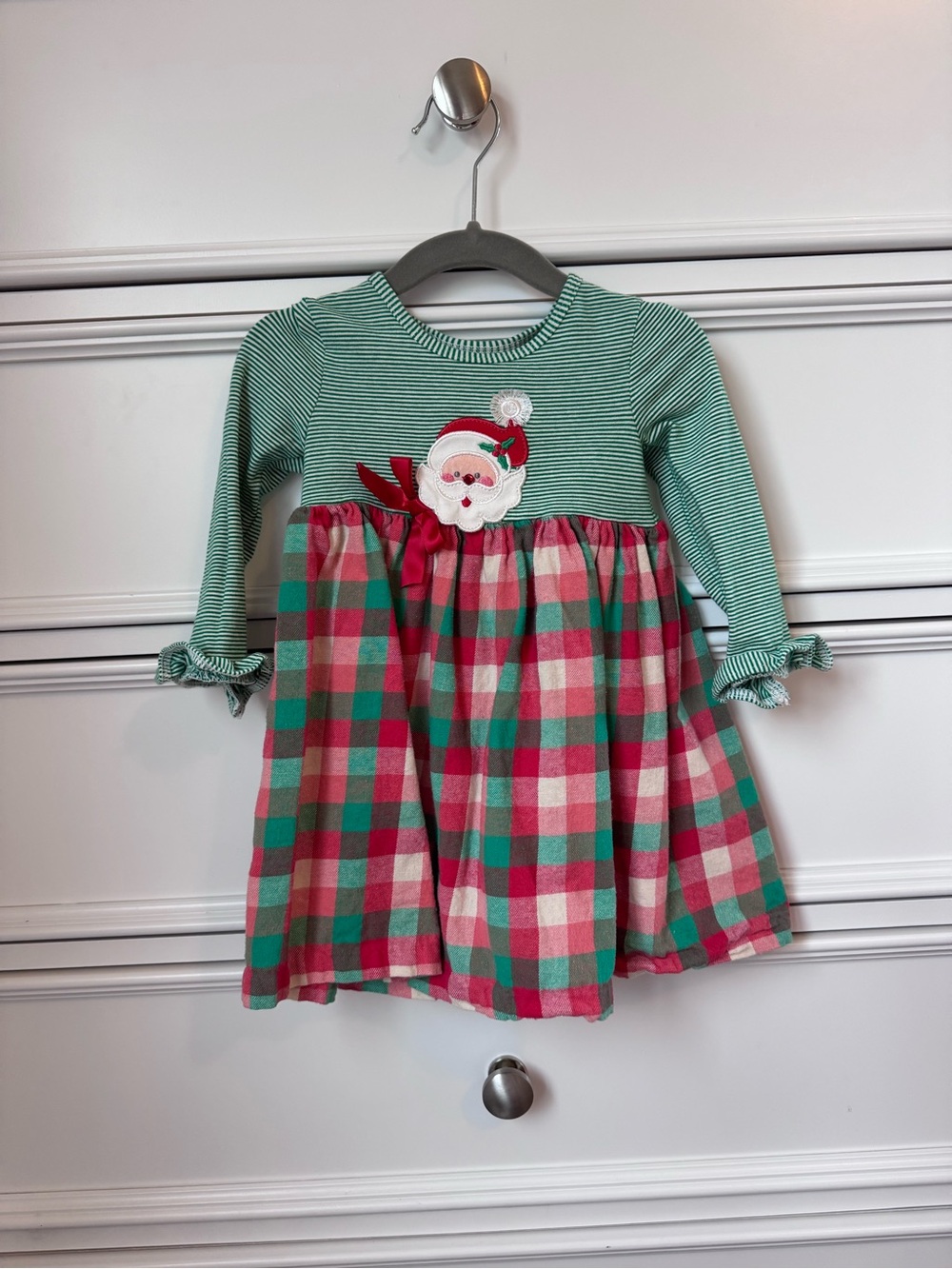 Girls Holiday Plaid Santa Dress